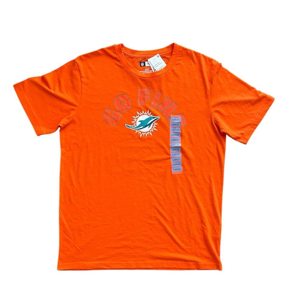 NFL Miami Dolphins Football T-Shirt Men’s Large Stadium Fan Cotton Go Fins New